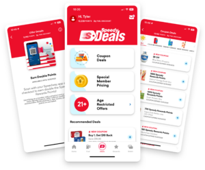 Digital Transformation Services in Dayton, Ohio - Three mobile phone images showcasing the Speedway mobile app