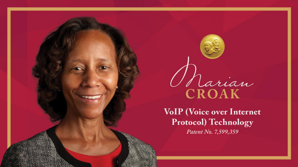 Image showing a picture of Dr. Marian Croak with her VoIP Patent No. 7,599,359