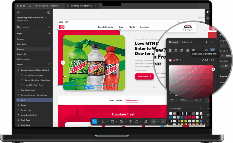 Image of Speedway website being checked for ADA color contrast against WCAG 2.0 Compliance