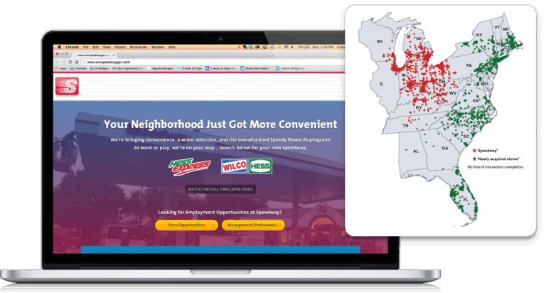 Hess and Speedway M&A success image of expansion of stations and desktop Image